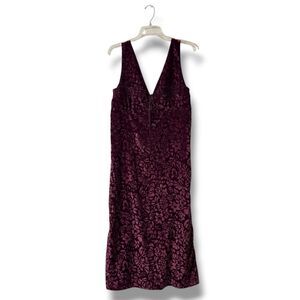 Anthropologie Velvet Burnout Slip Dress M Plum Midi Maxi Romantic Core Soft Glam